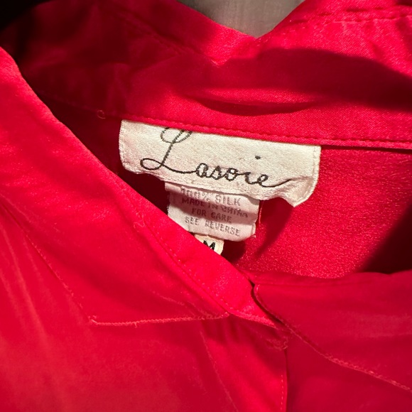 Lassie Silk Red Women’s Long Sleeved Button Down Dress Shirt - Picture 16 of 16
